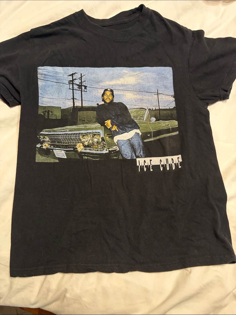 Black Graphic Short-Sleeve Tee with Artist Print